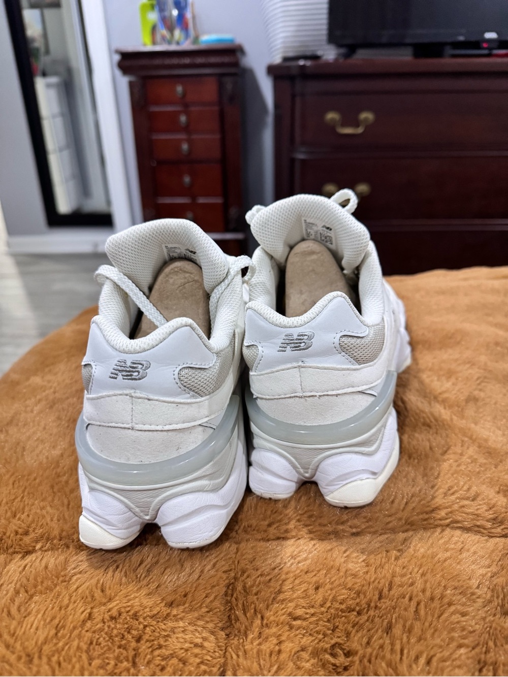 New Balance 9060 Women’s Chunky Cream and White Sneakers - Picture 5 of 13